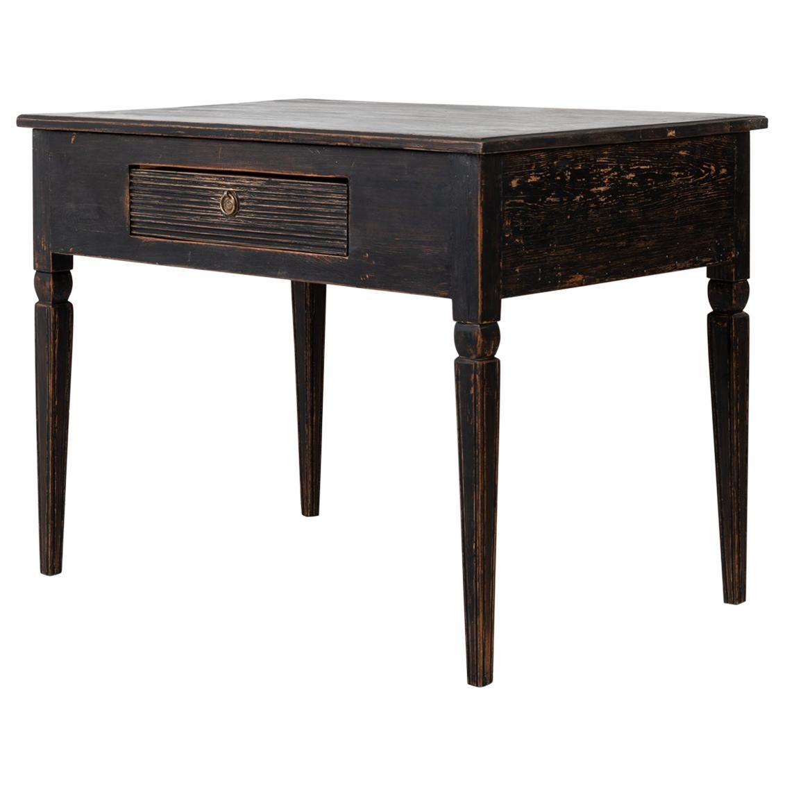 Small Black Swedish Side Table in Gustavian Style