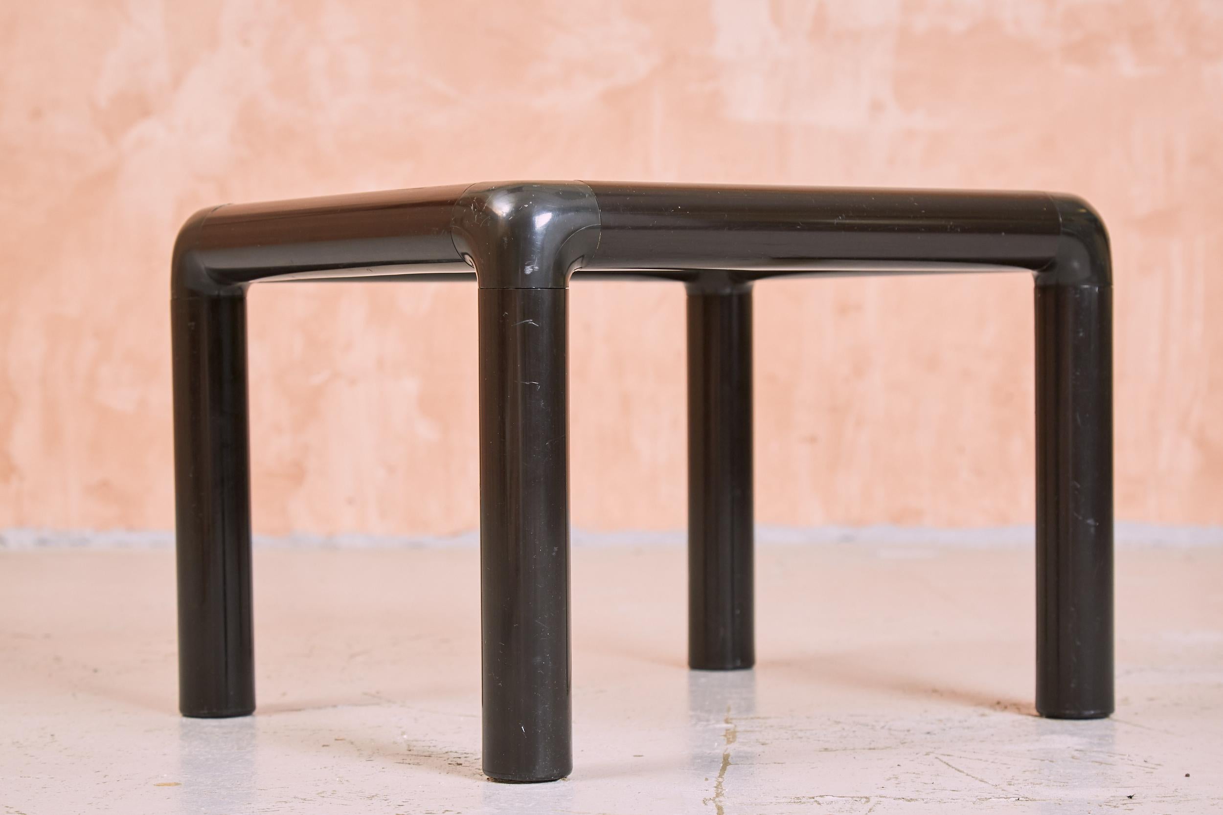 Small Black Tubular Plastic Side Table with Smoked Glass, Postmodern, 1980s In Good Condition For Sale In London, GB