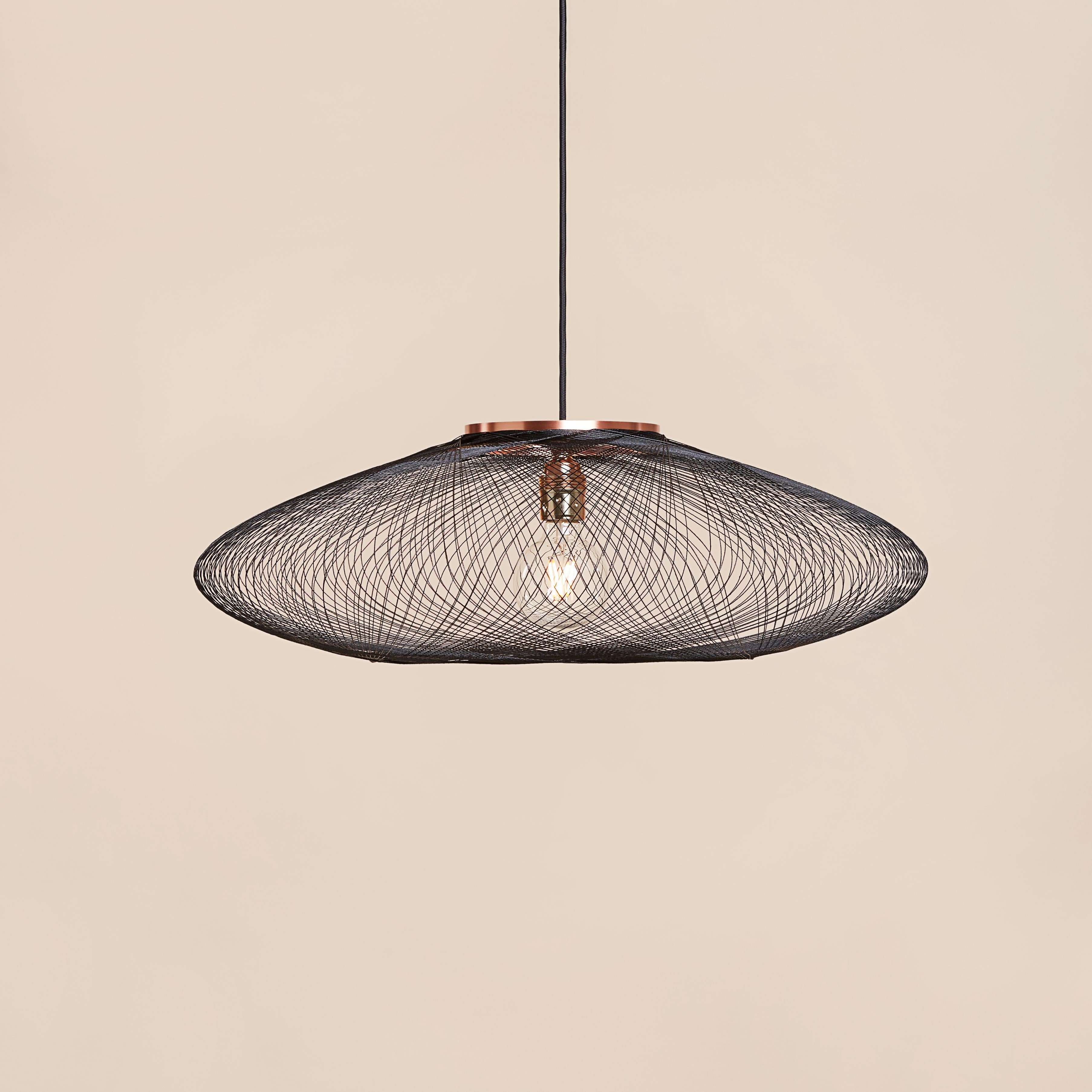 Contemporary Small Black UFO Pendant Lamp by Atelier Robotiq For Sale