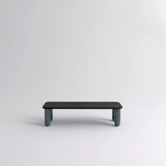 Small Black Wood and Green Marble "Sunday" Coffee Table, Jean-Baptiste Souletie