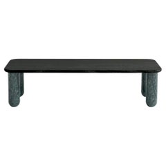 Small Black Wood and Green Marble "Sunday" Coffee Table, Jean-Baptiste Souletie