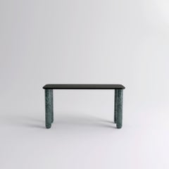 Small Black Wood and Green Marble "Sunday" Dining Table, Jean-Baptiste Souletie