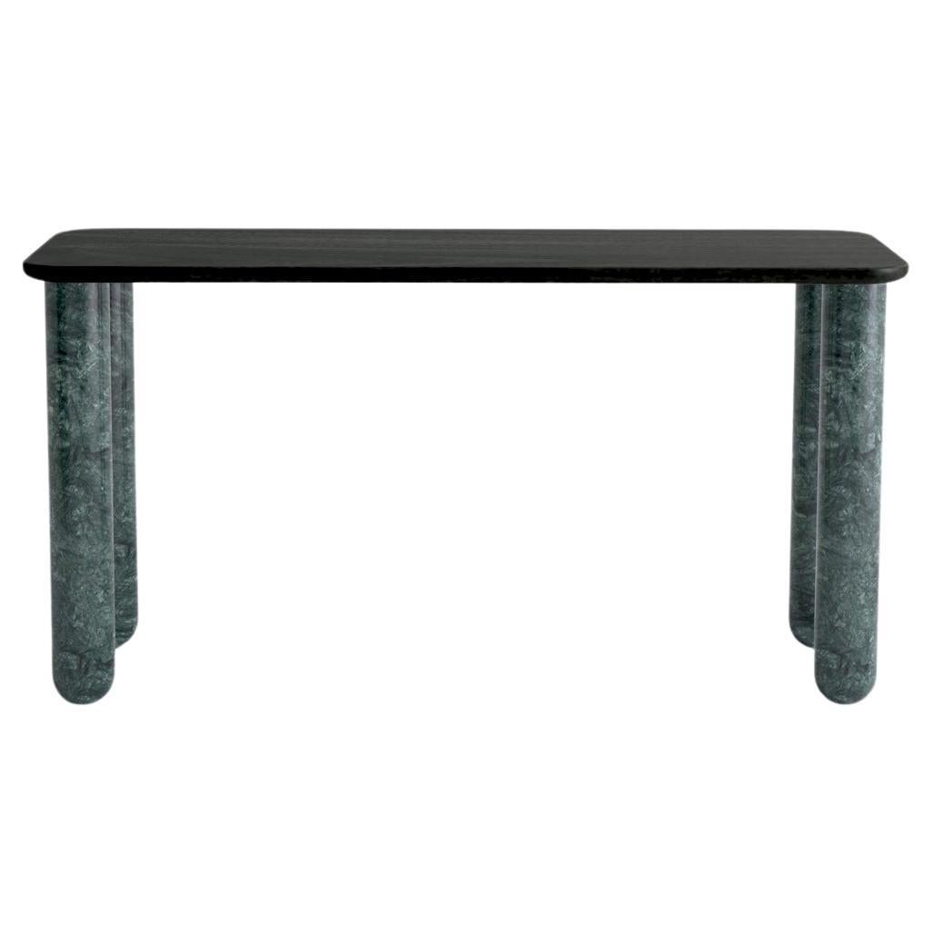 Small Black Wood and Green Marble "Sunday" Dining Table, Jean-Baptiste Souletie