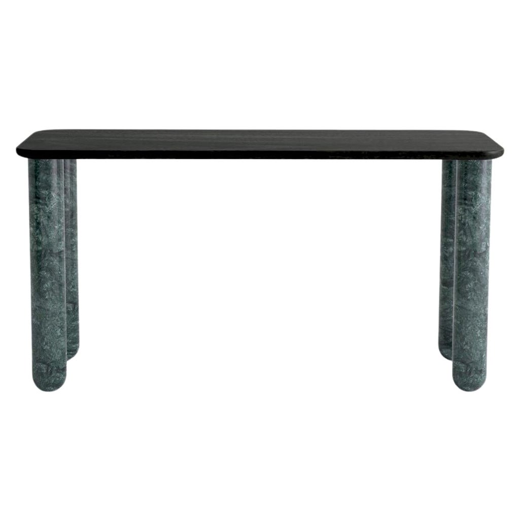 Small Black Wood and Green Marble "Sunday" Dining Table, Jean-Baptiste Souletie For Sale