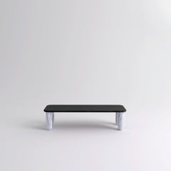 Small Black Wood and White Marble "Sunday" Coffee Table, Jean-Baptiste Souletie