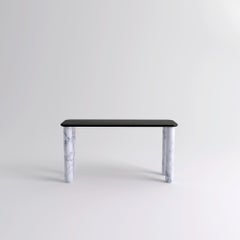 Small Black Wood and White Marble "Sunday" Dining Table, Jean-Baptiste Souletie