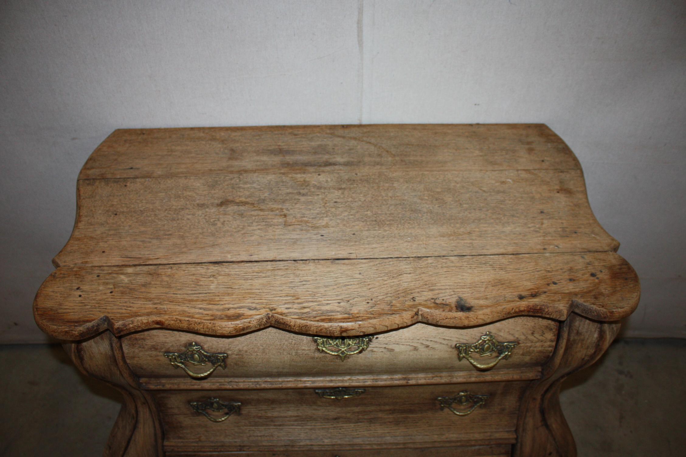Small Bleached Oak Bombe Chest For Sale 1
