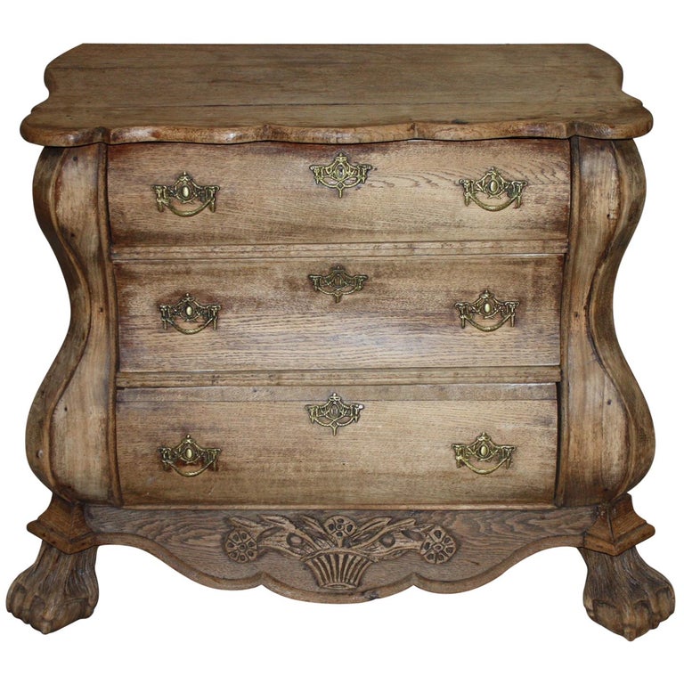Small Bleached Oak Bombe Chest For Sale at 1stDibs
