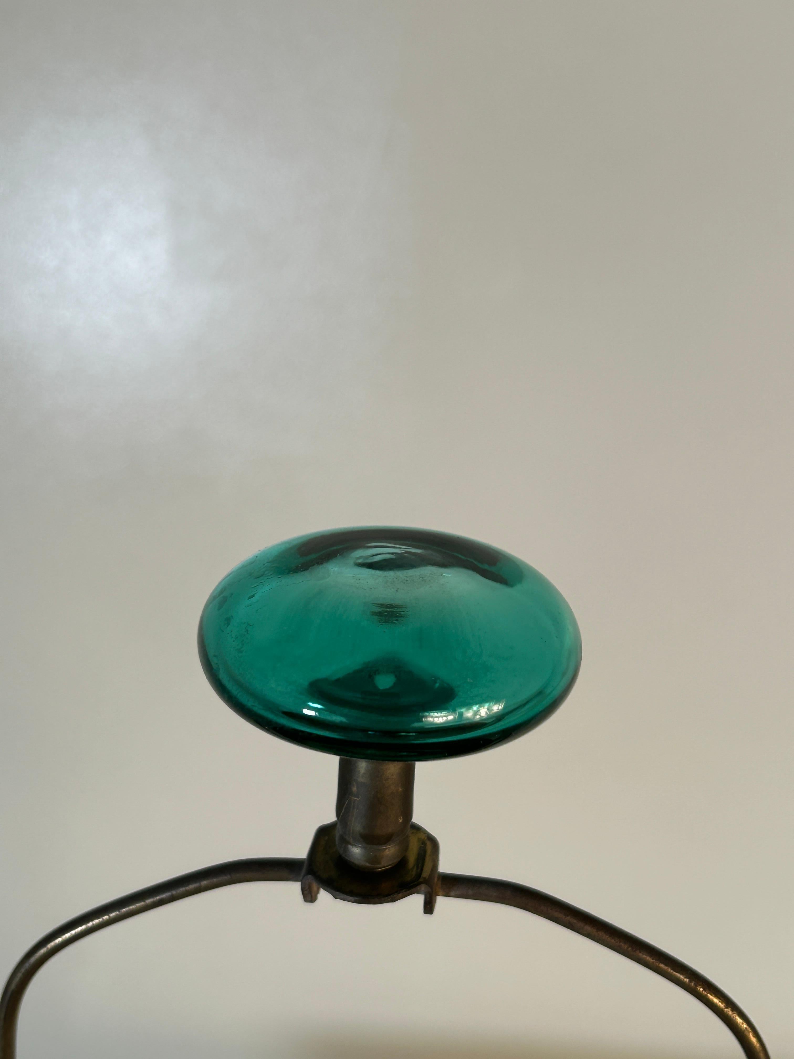 Lámpara Blenko pequeña con remate en verde mar Vidrio artístico en venta