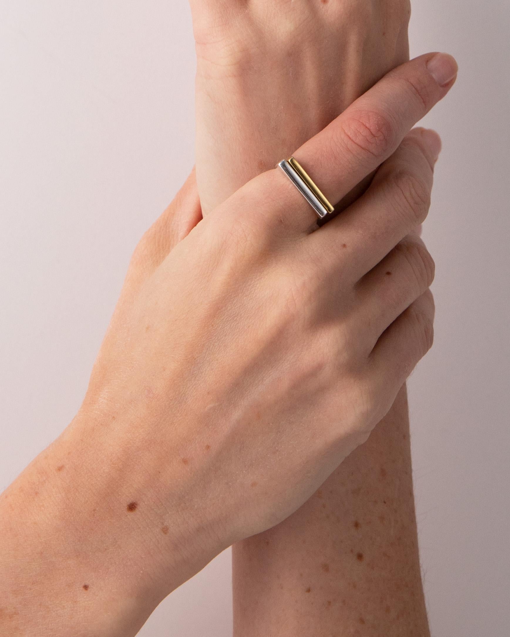 For Sale:  'Small Block' Gold Vermeil Stackable Ring by Emerging Designer Brenna Colvin 2