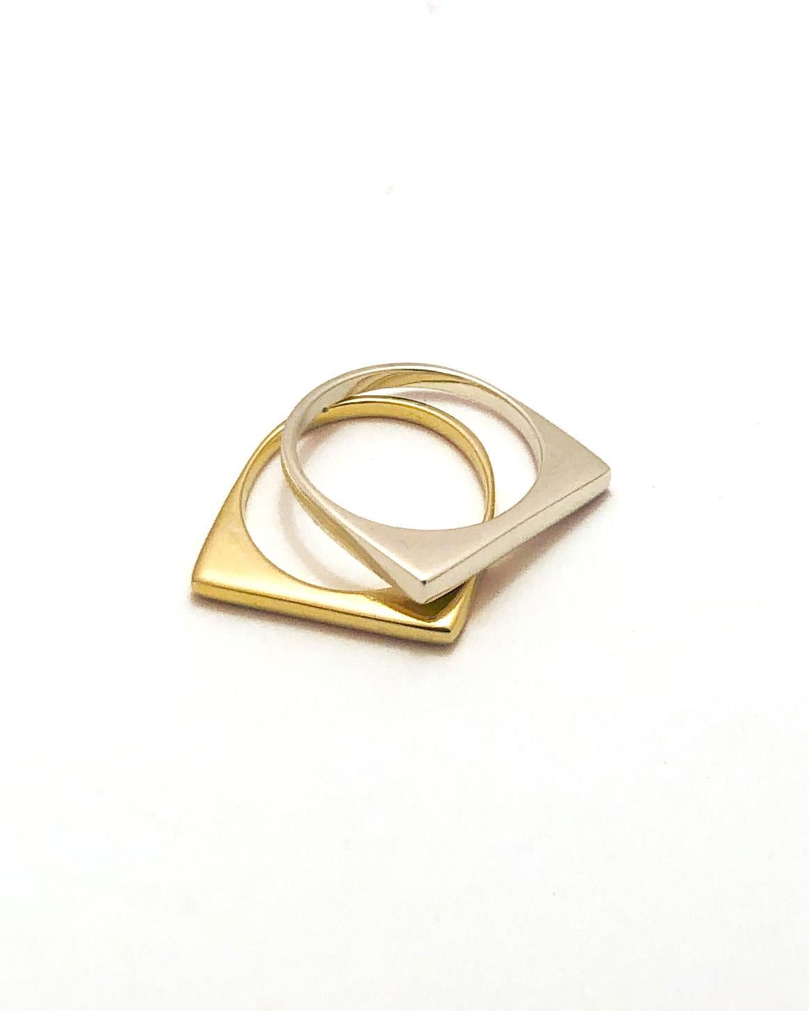 For Sale:  'Small Block' Gold Vermeil Stackable Ring by Emerging Designer Brenna Colvin 4