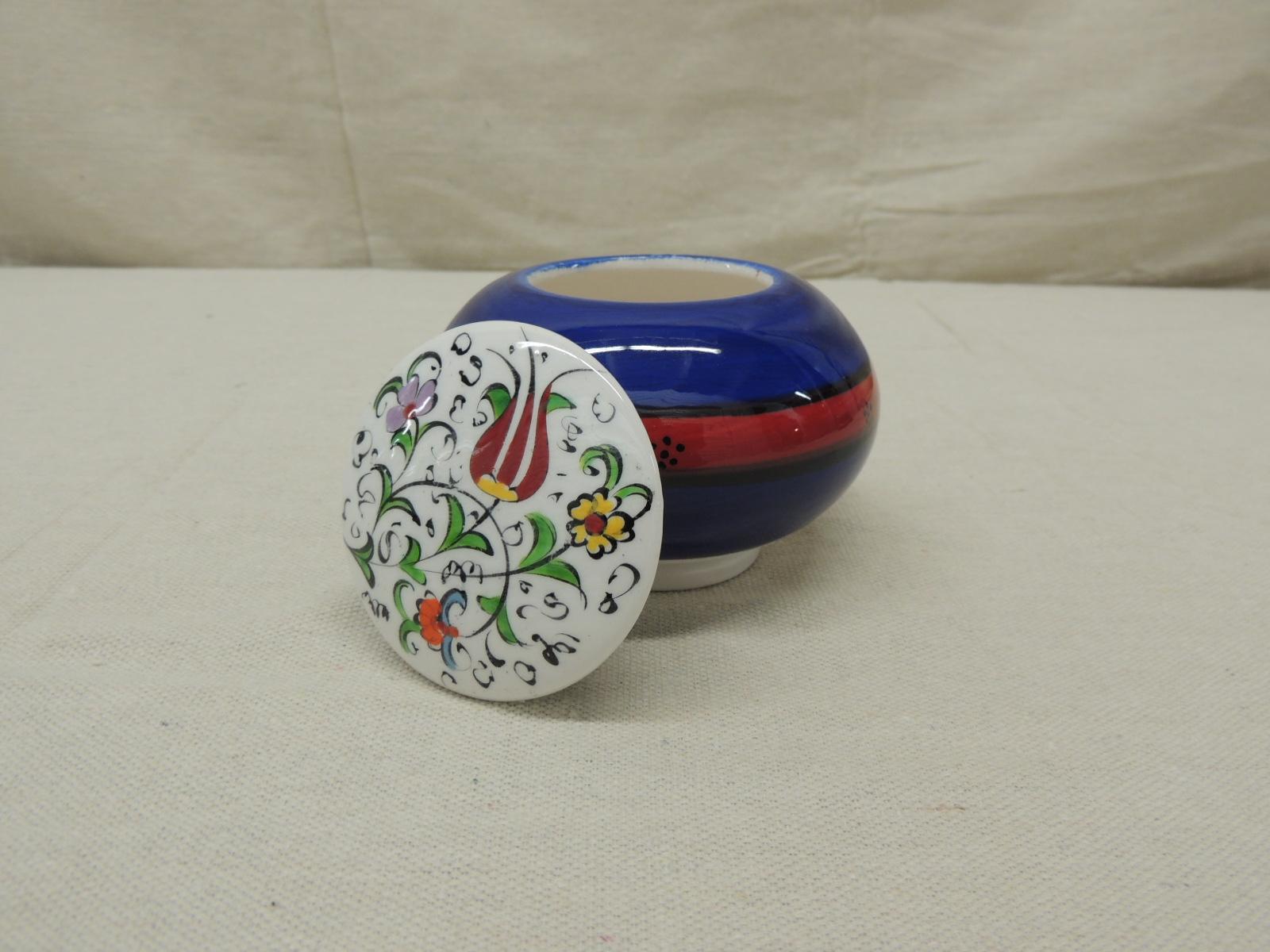 Turkish Small Blue and Red Floral Decorative Box