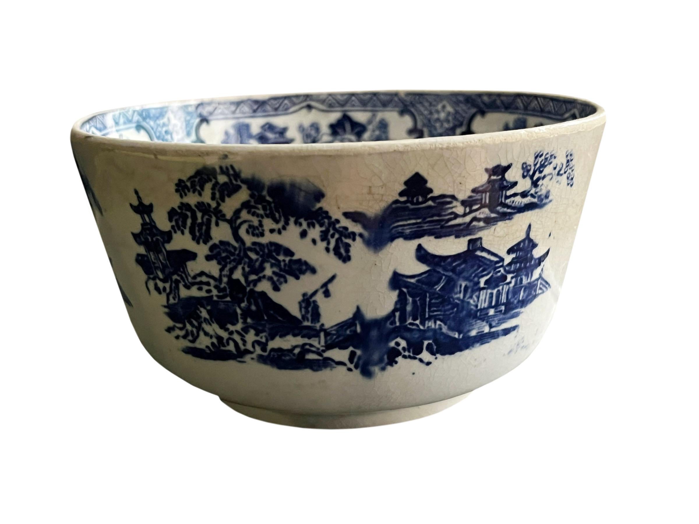 English Small Blue and White Ironstone Bowl  For Sale