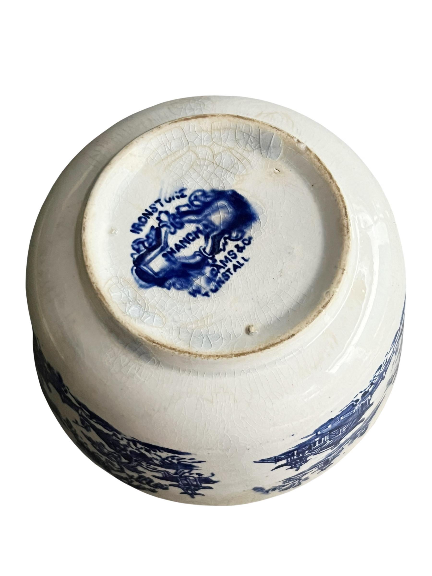 Late 19th Century Small Blue and White Ironstone Bowl  For Sale