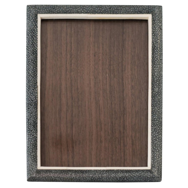 Small Blue/Black Authentic Shagreen Covered Picture Frame For Sale at