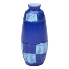 Petit vase en céramique bleue de Strehla Keramik:: années 1950