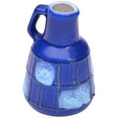 Retro Small Blue Ceramic Vase by Strehla Keramik, 1950s