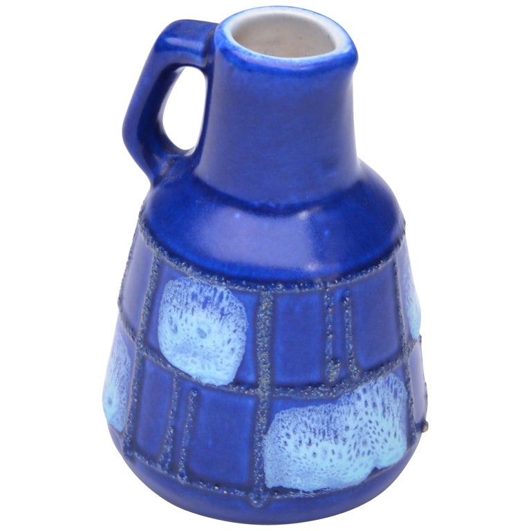 Small Blue Ceramic Vase by Strehla Keramik, 1950s For Sale