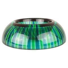 Retro Small blue & green Murano Glass ashtray attributed to Ve Art, 1980s