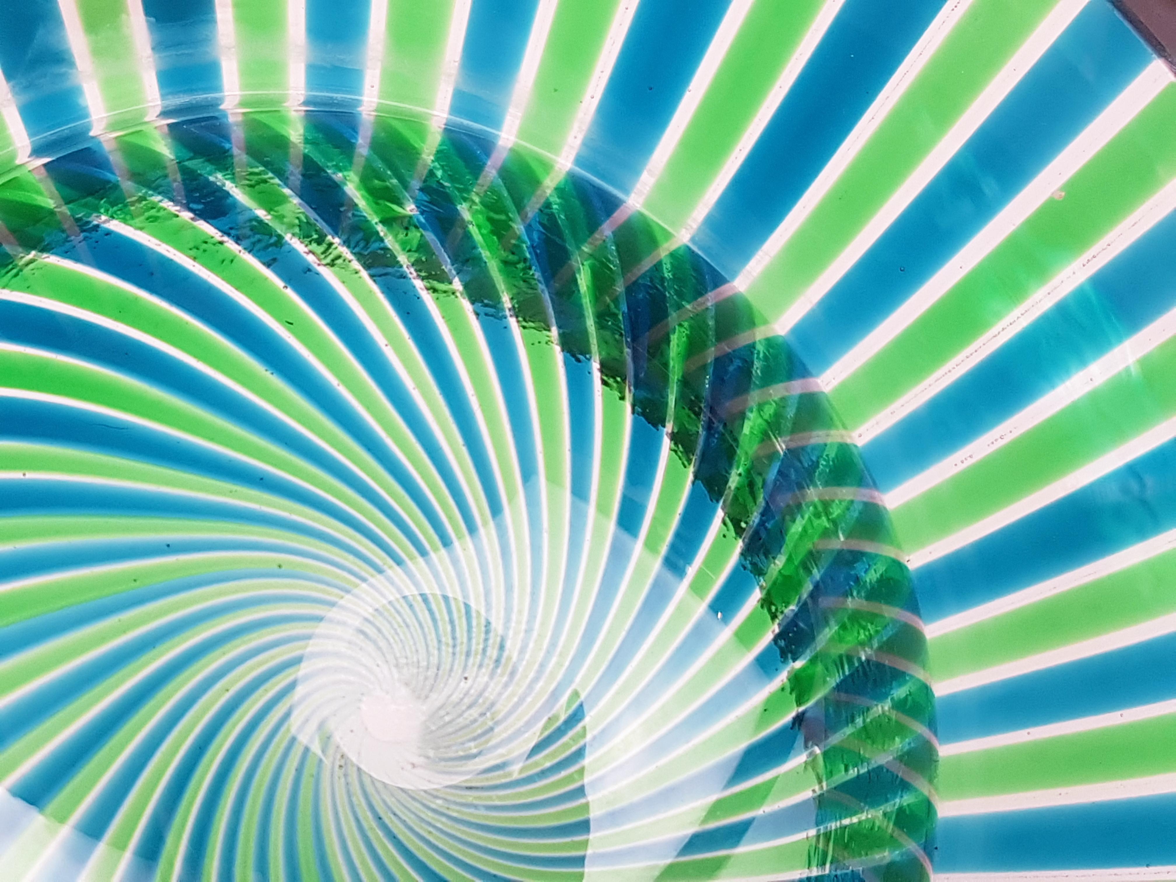 Cenicero pequeño de cristal de Murano azul y verde de Lino Tagliapietra para Emmetre, años 80 Italiano
