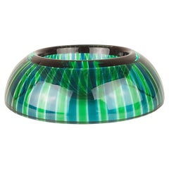 Cenicero pequeño de cristal de Murano azul y verde de Lino Tagliapietra para Emmetre, años 80