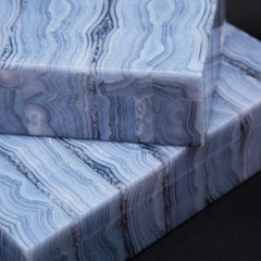 Small Blue Lace Agate Hinged Stone Box