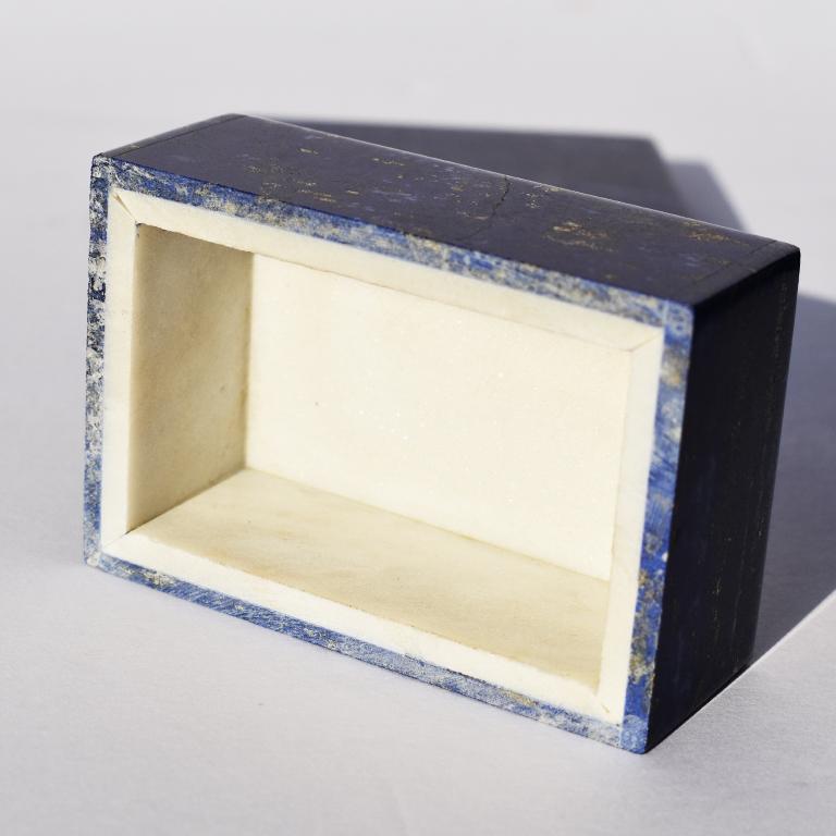 Grand Tour Small Blue Lapis Lazuli and Marble Stone Rectangular Jewelry or Trinket Box