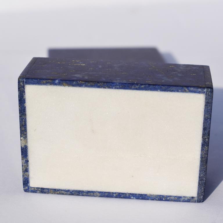 Unknown Small Blue Lapis Lazuli and Marble Stone Rectangular Jewelry or Trinket Box