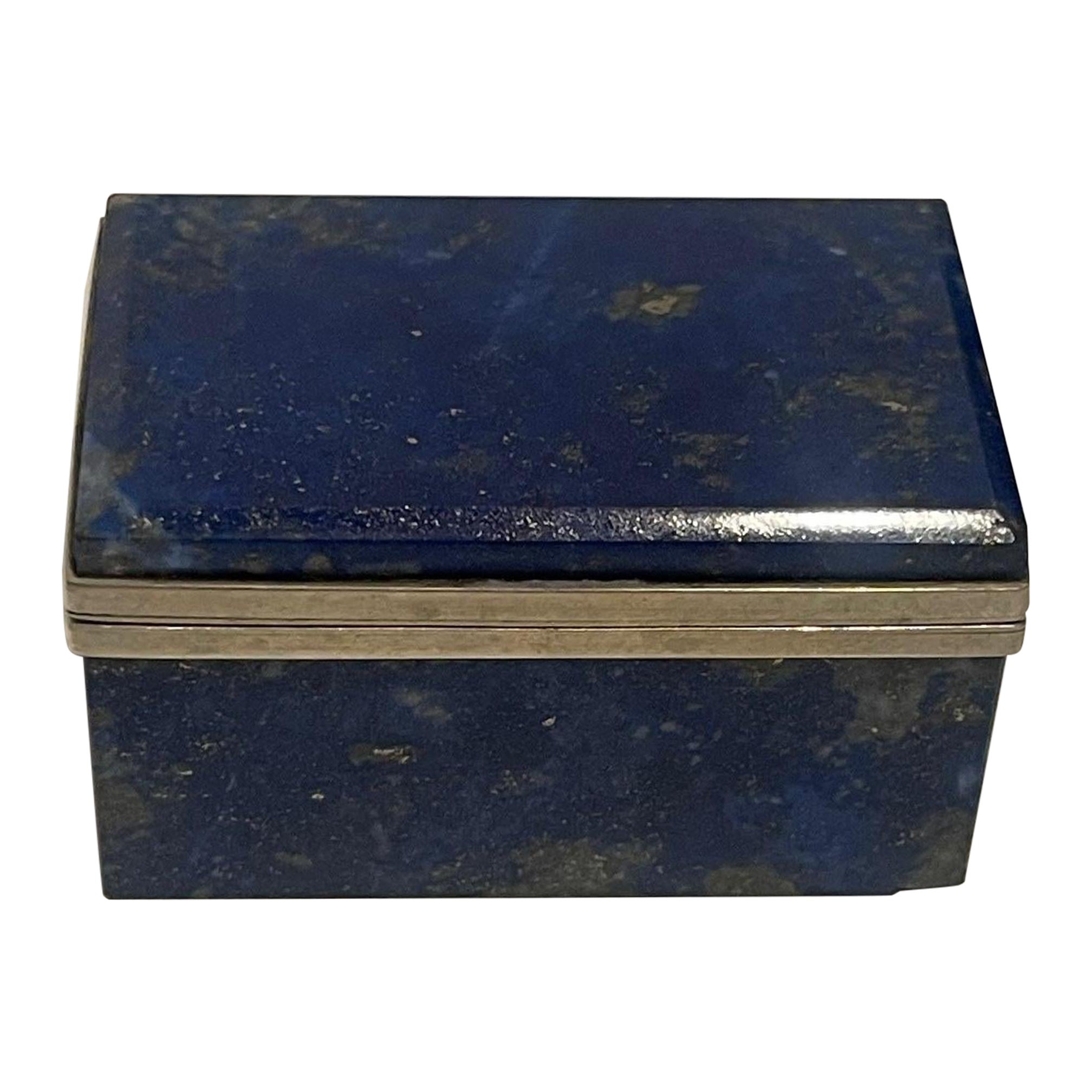 Kleine blaue Lapislazuli-Pillen- oder Schmuckschatulle