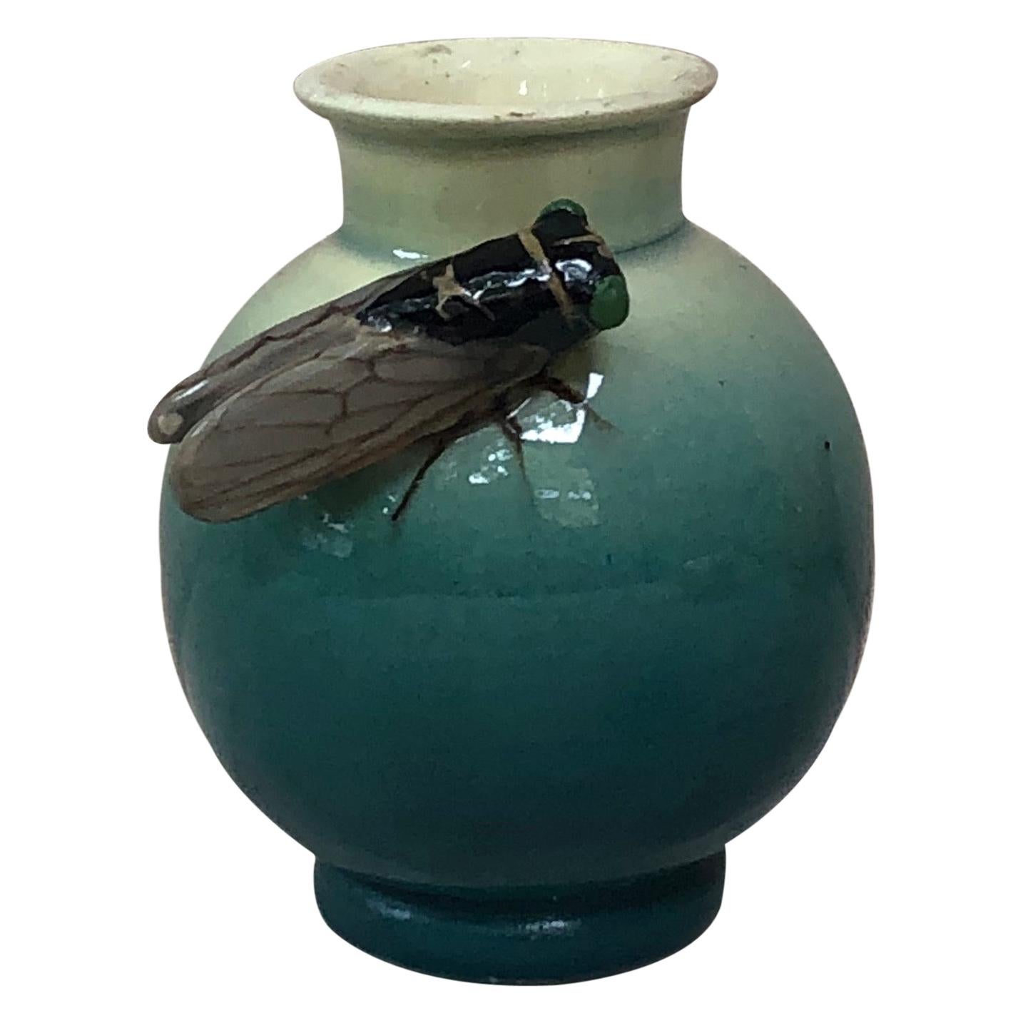 Rare small blue Majolica vase with cicada signed Jerome Massier Fils, circa 1940.
Provençal style.

 