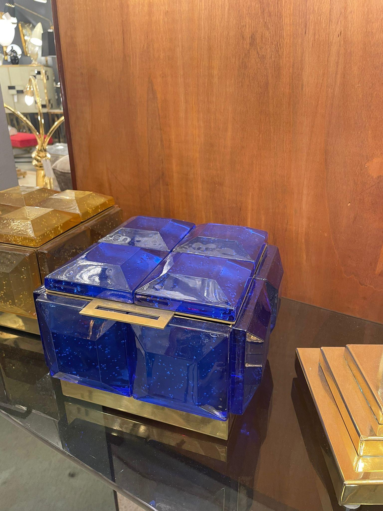 Modern Small Blue Murano Glass Box