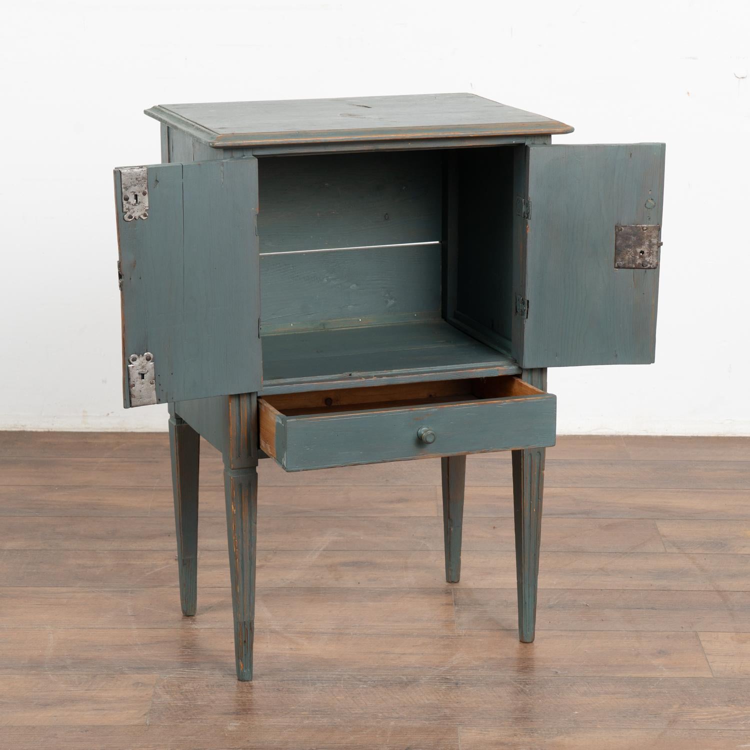 Country Small Blue Pine Cabinet Nightstand, Sweden circa 1880 For Sale