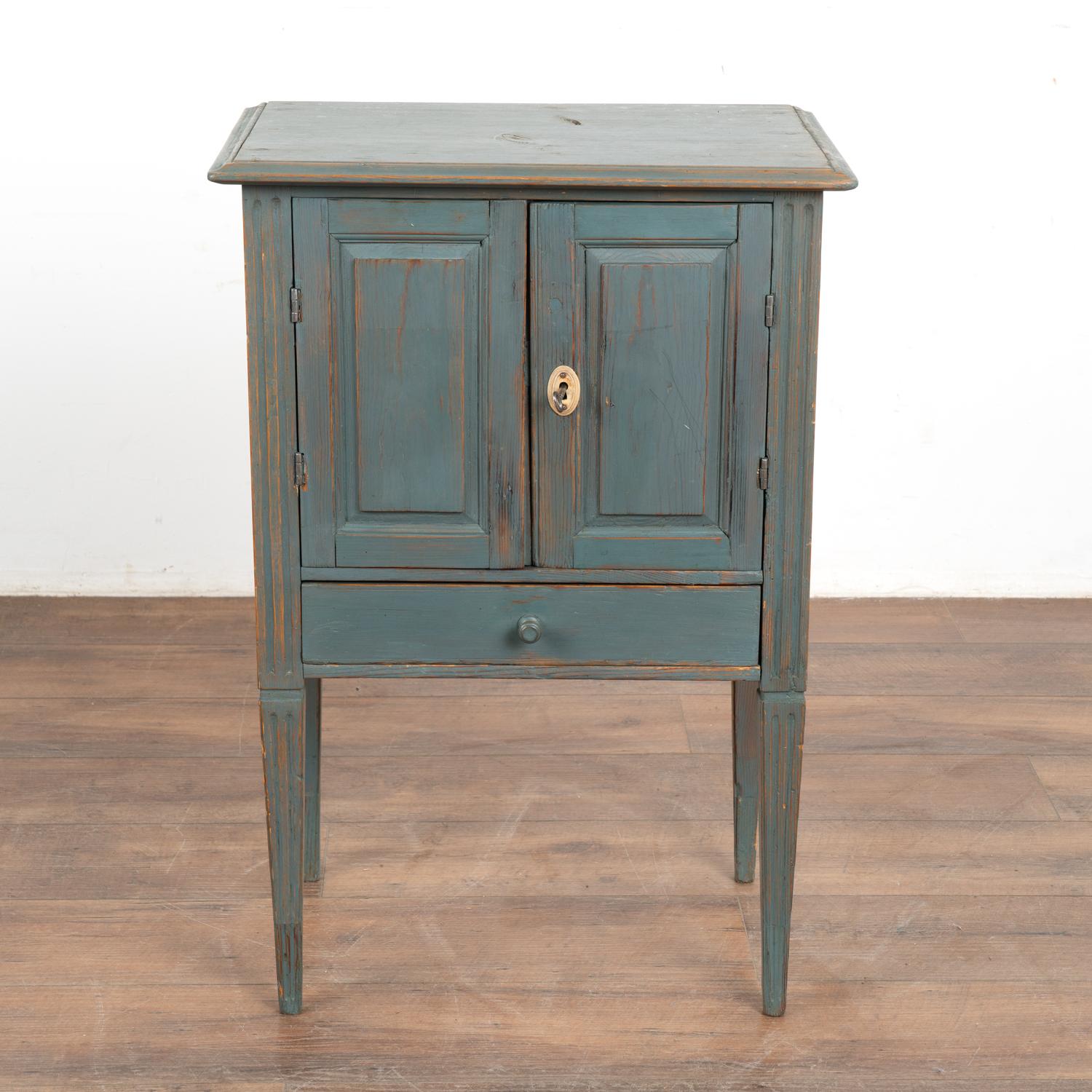 Swedish Small Blue Pine Cabinet Nightstand, Sweden circa 1880 For Sale