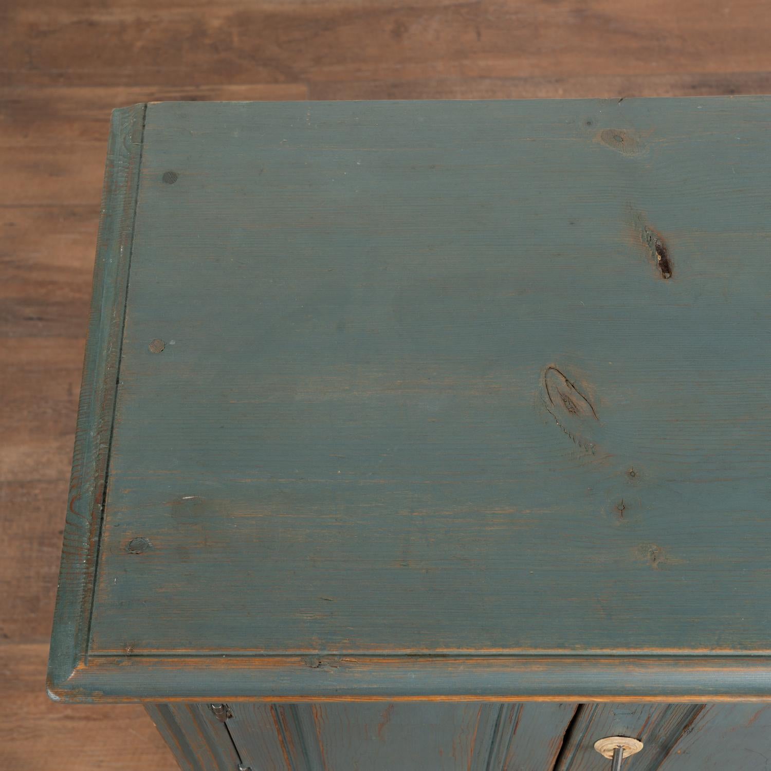 19th Century Small Blue Pine Cabinet Nightstand, Sweden circa 1880 For Sale