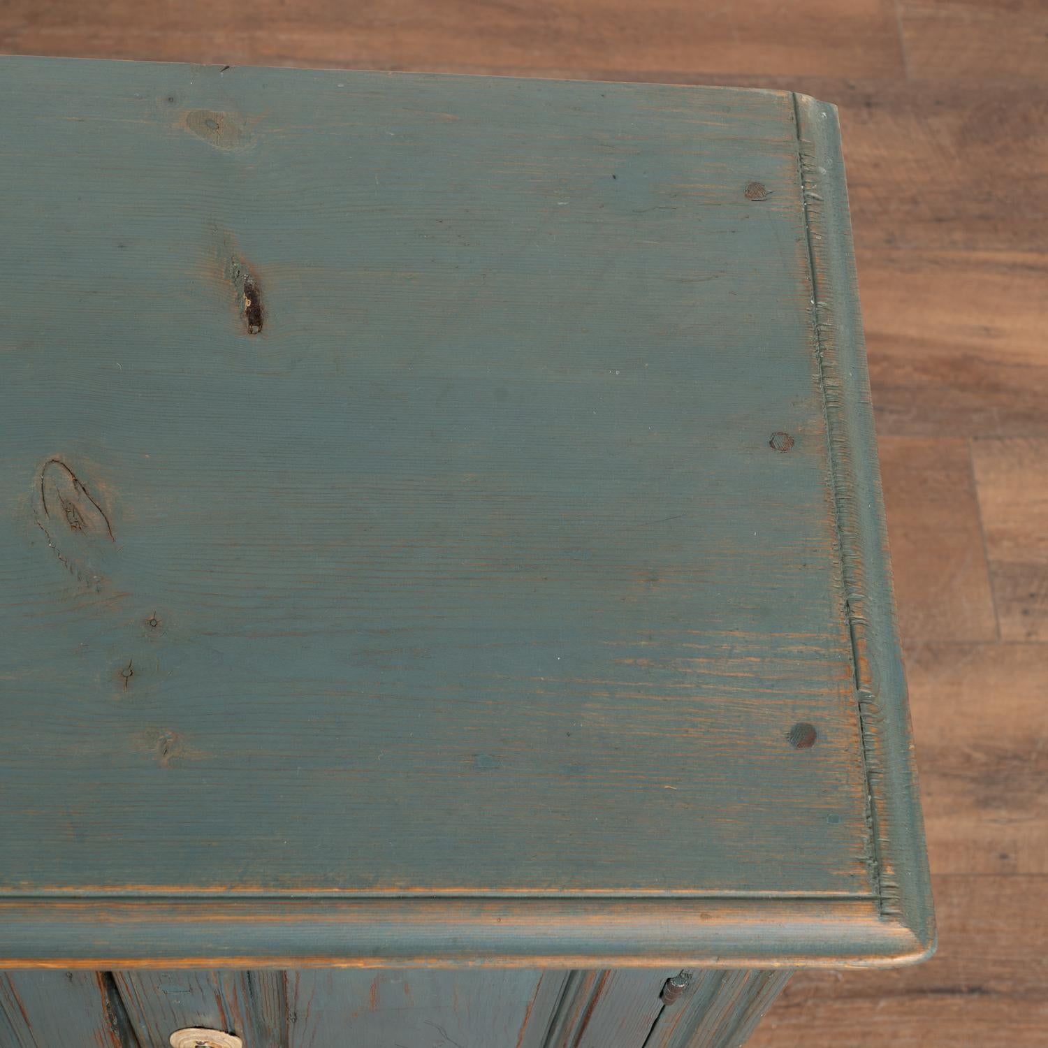 19th Century Small Blue Pine Cabinet Nightstand, Sweden circa 1880