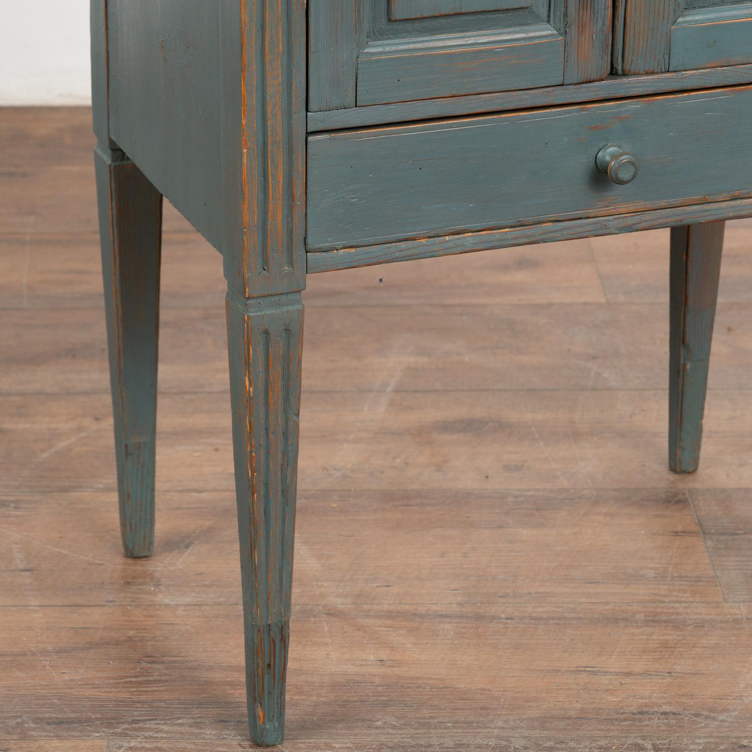 Small Blue Pine Cabinet Nightstand, Sweden circa 1880 2