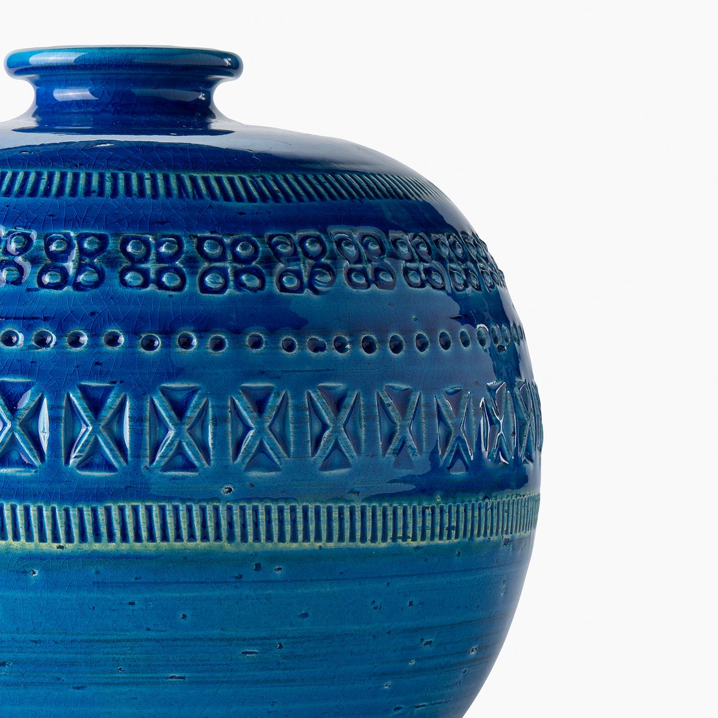 Small Blue Round Vase by Aldo Londi en vente 6