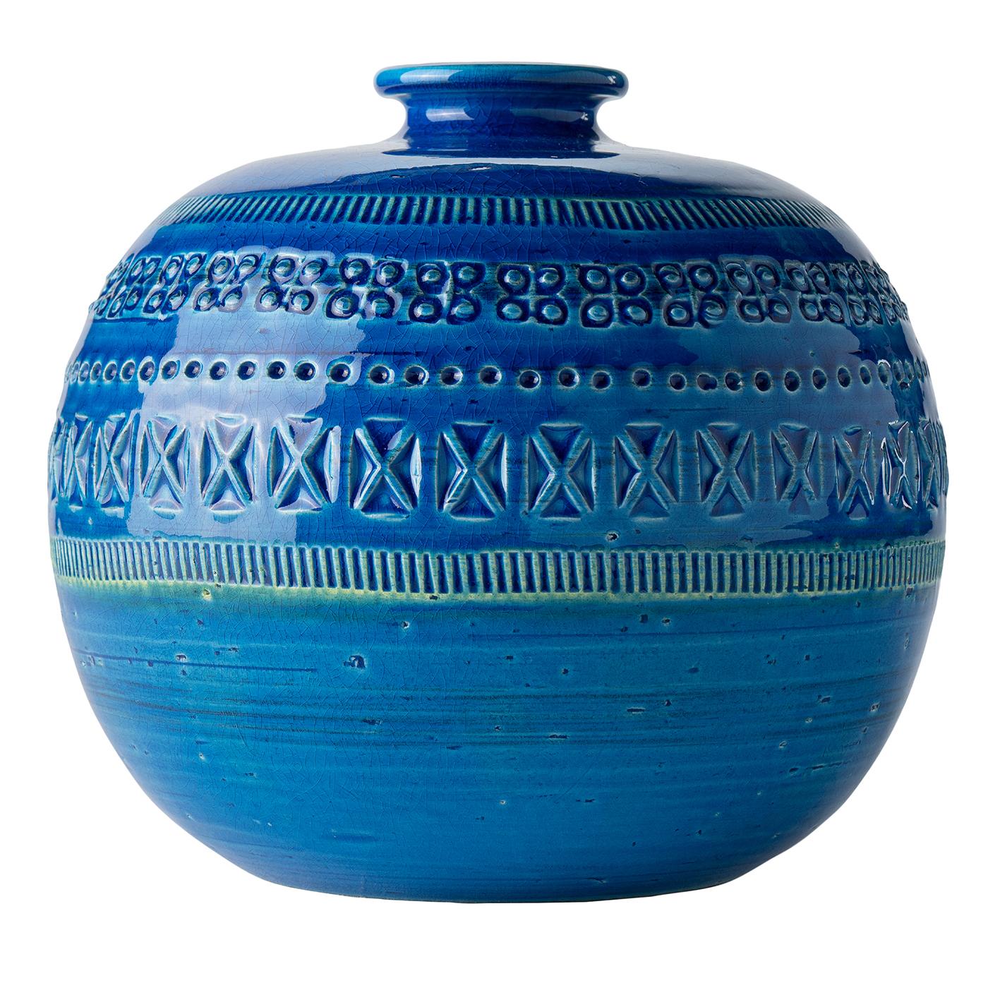 Small Blue Round Vase by Aldo Londi en vente 7