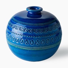 Small Blue Round Vase by Aldo Londi