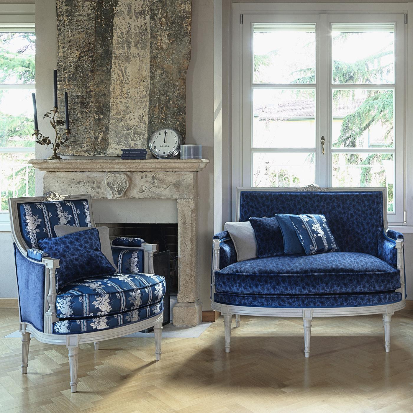 Small Blue Sofa Louis XVI In New Condition In Milan, IT