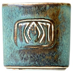 Piccolo vaso in gres blu di Gunnar Nylund per Rorstrand, Svezia, anni 1950.