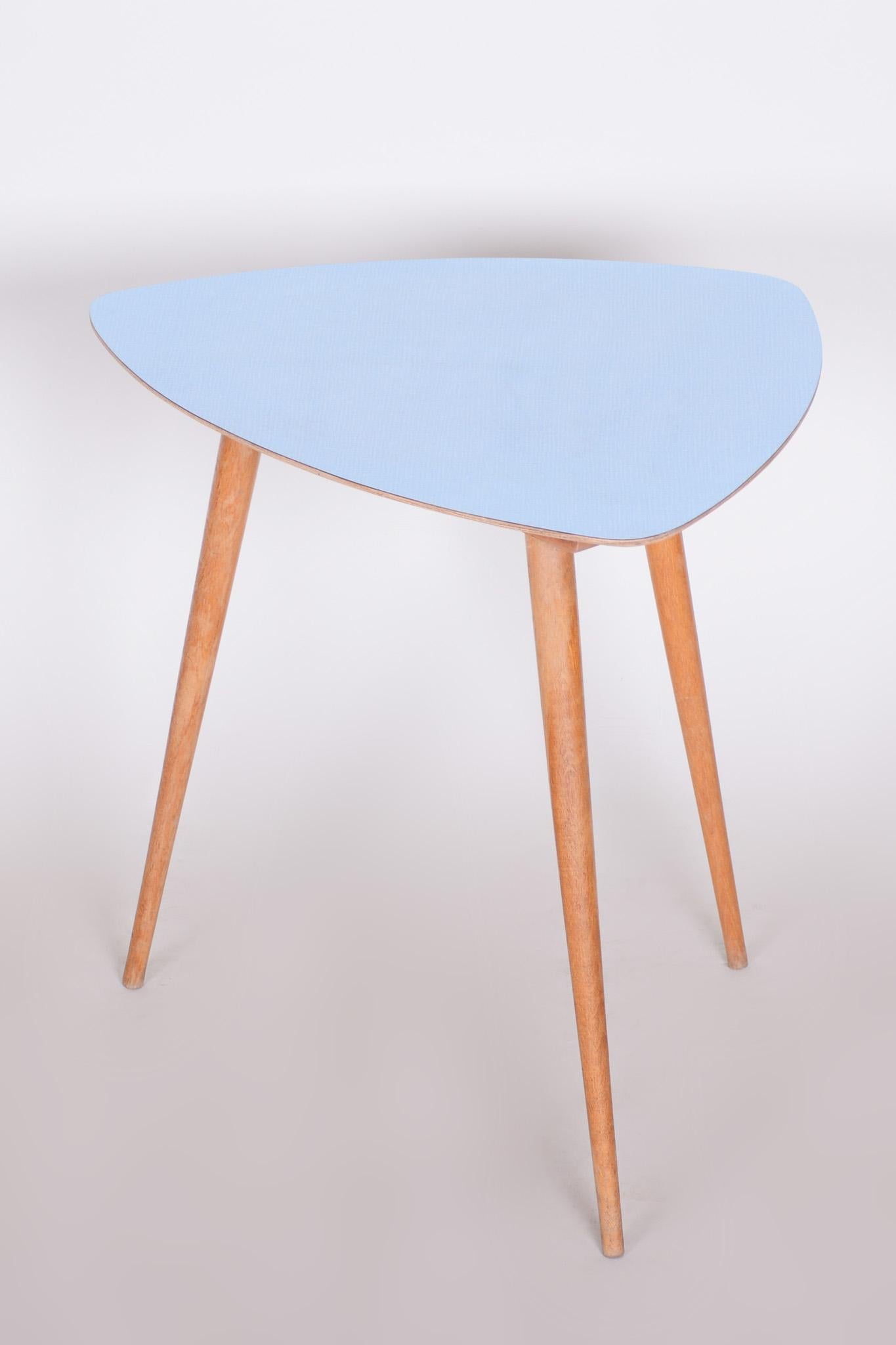 Mid-20th Century Small Blue Table, Czech Midcentury, Preserved in Original Condition, 1950s For Sale