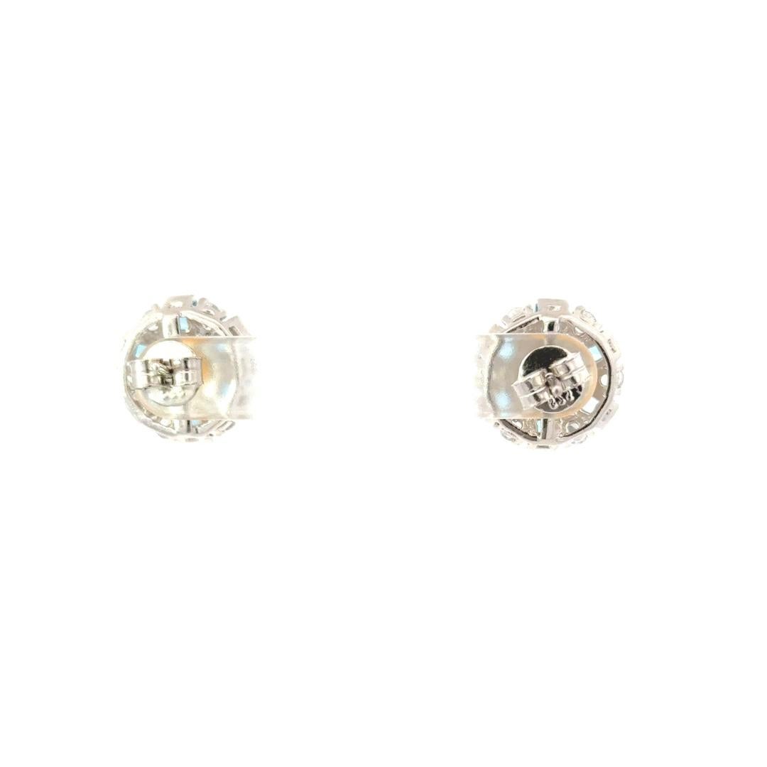 Small Blue Topaz Citrine Round Earrings in Sterling Silver Pushback Stud for Mom For Sale 1
