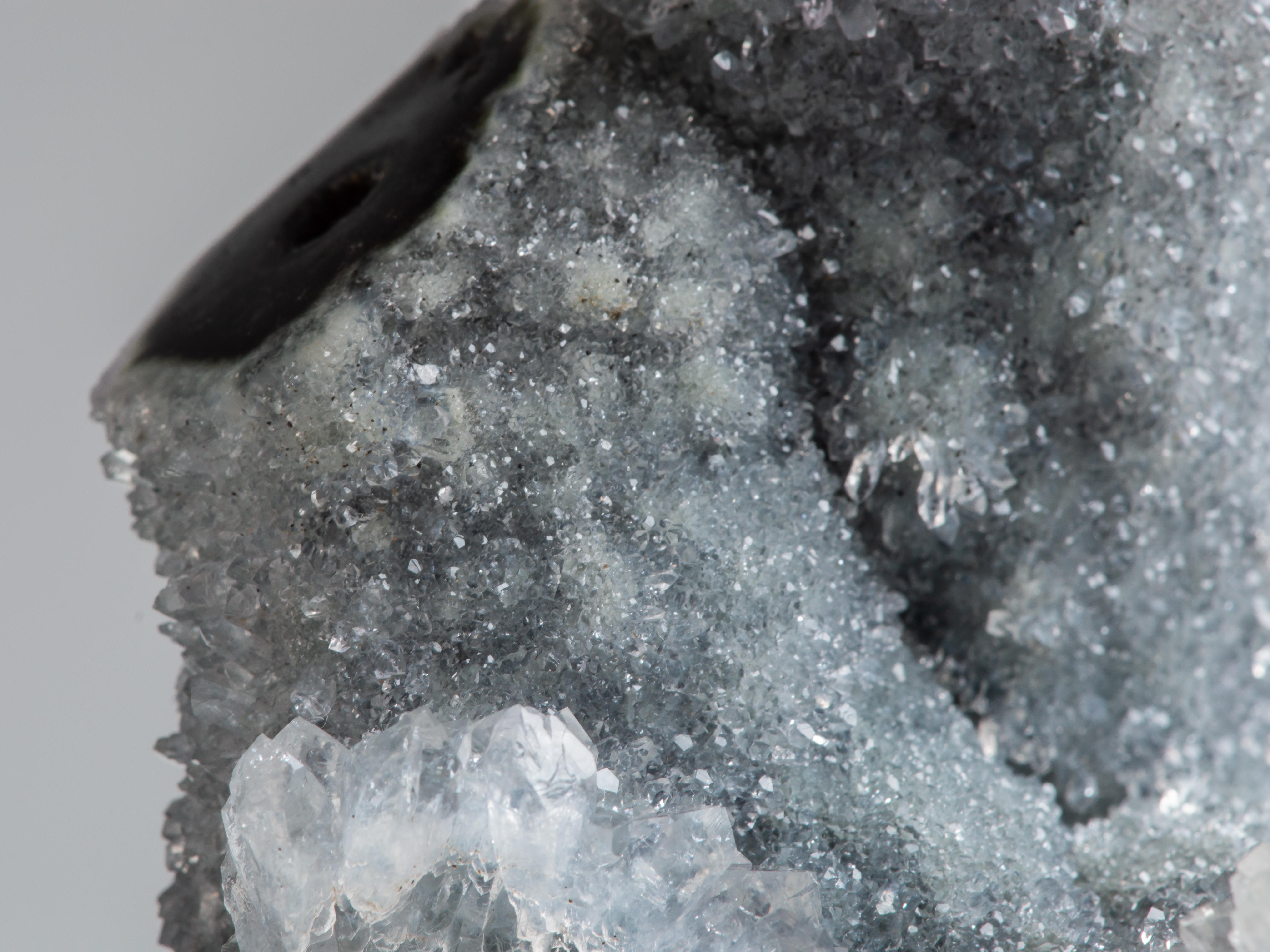 Small Bluish-Grey Quartz with Cut Stalactite For Sale 2