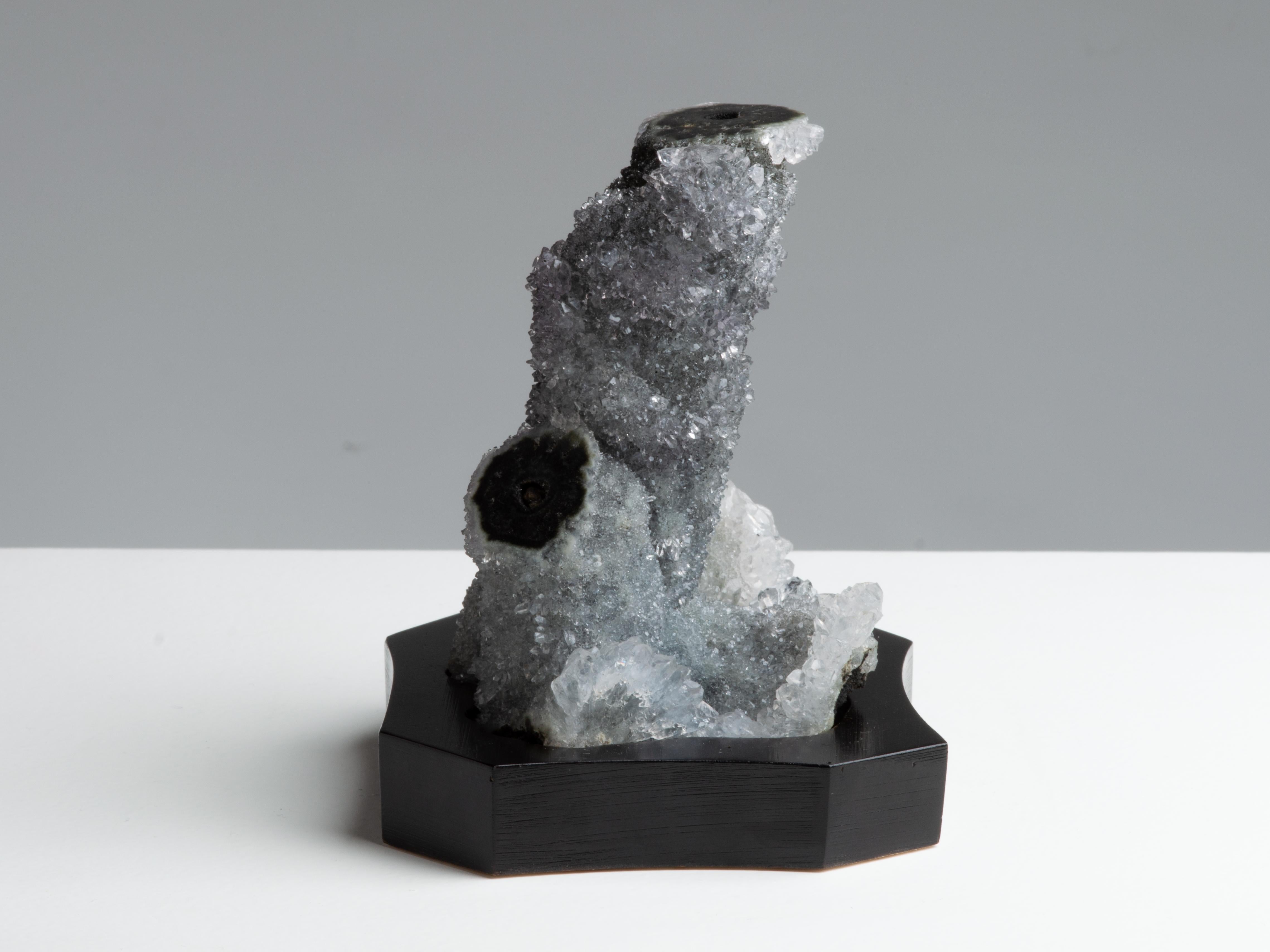 18th Century and Earlier Small Bluish-Grey Quartz with Cut Stalactite For Sale