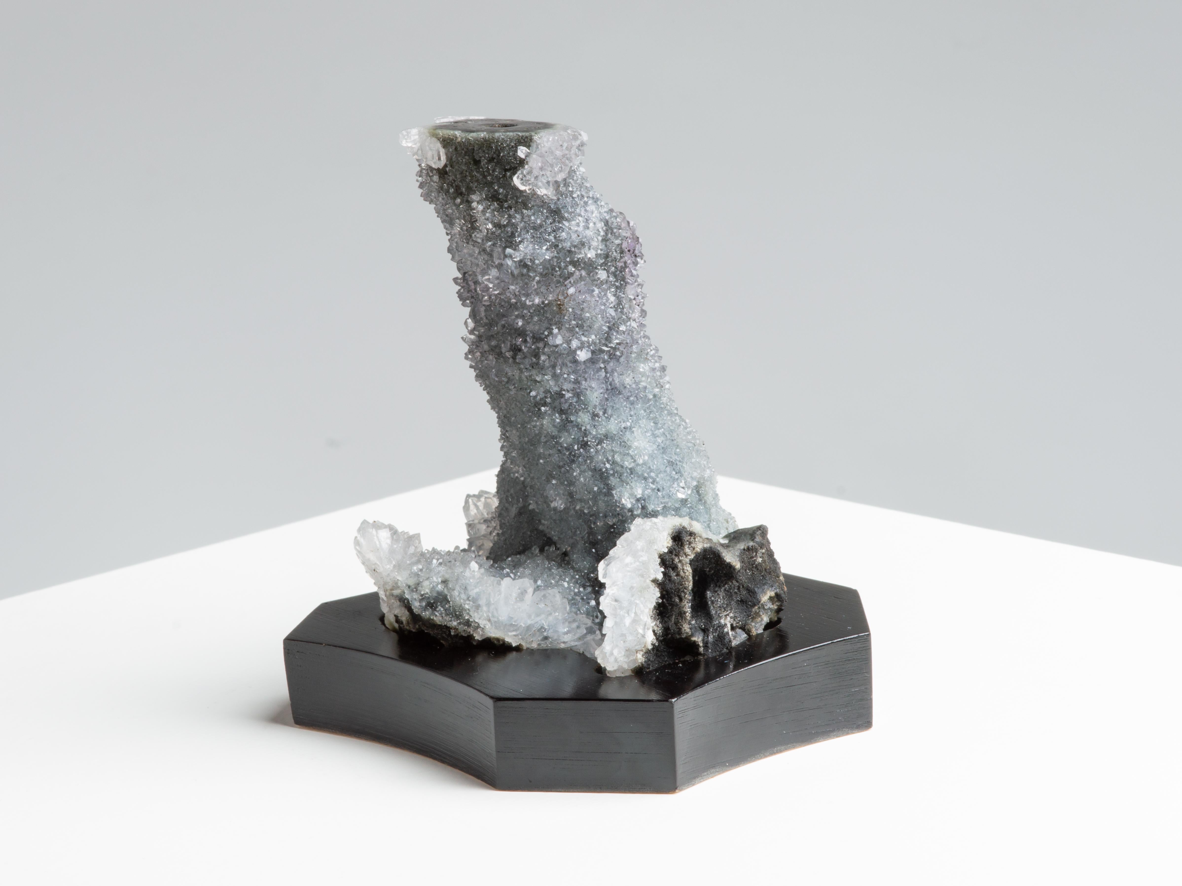 Small Bluish-Grey Quartz with Cut Stalactite In Excellent Condition For Sale In London, GB
