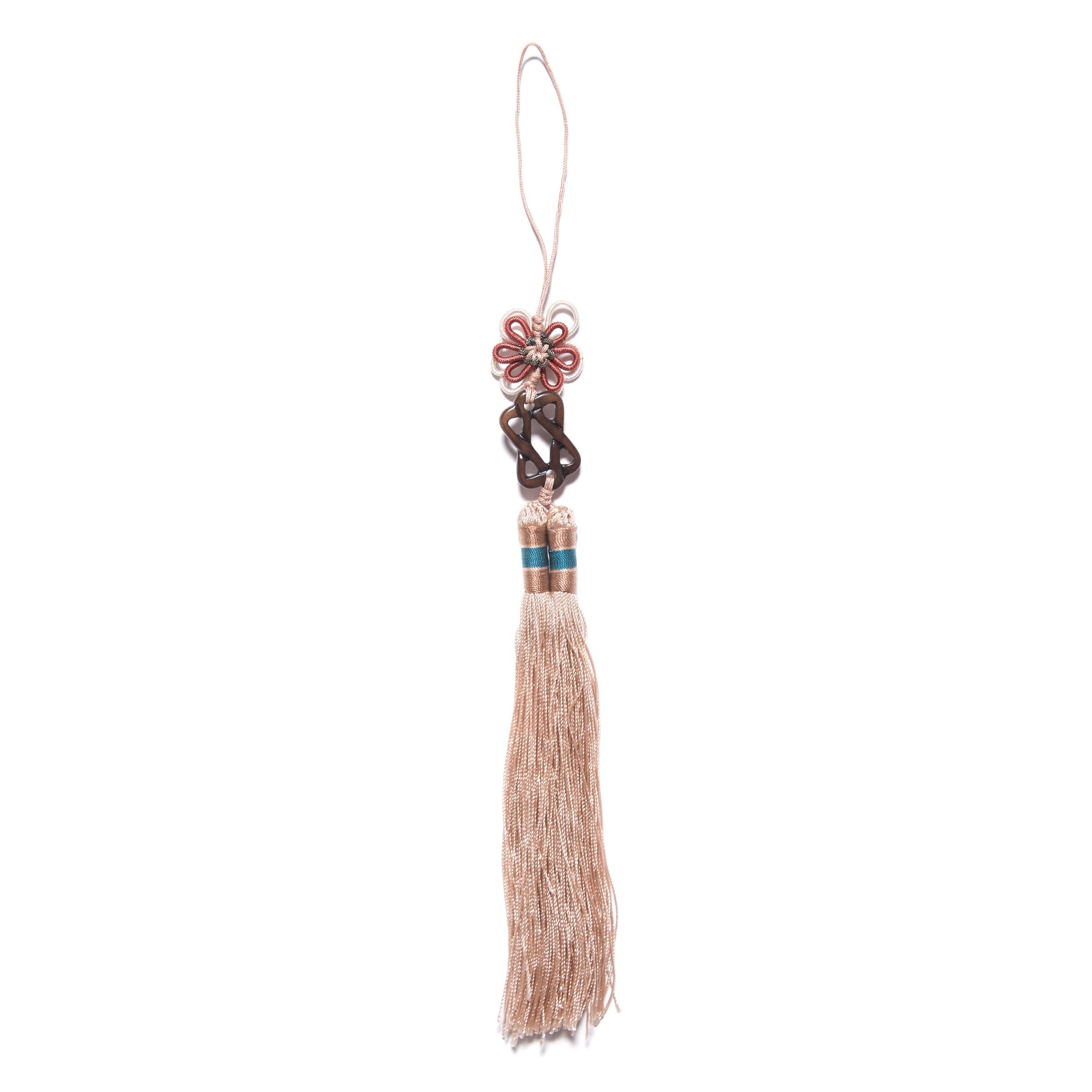 Chinese Small Blush Silk Tassel with Star Knot Charm For Sale