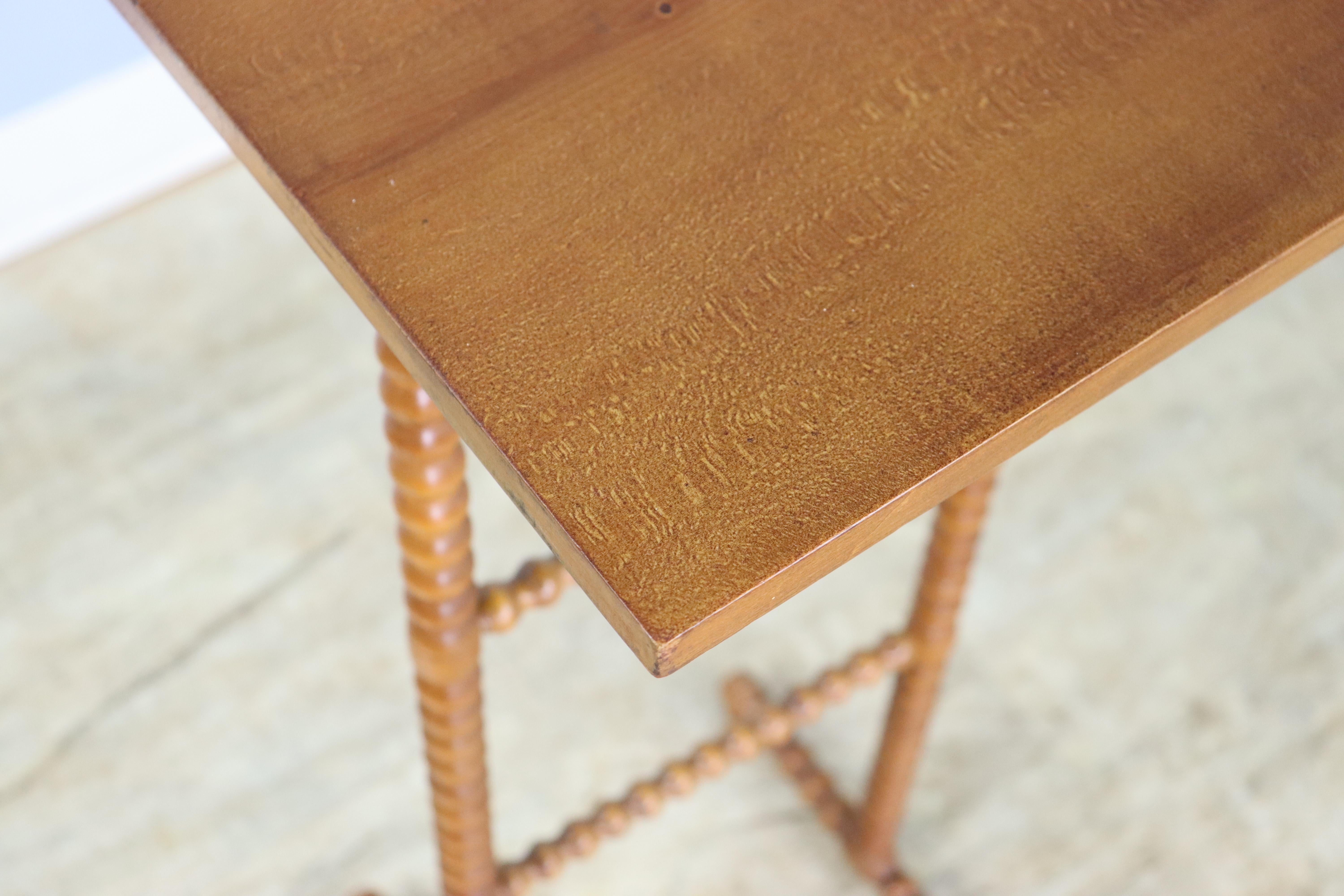 19th Century Small Bobbin Legged Side Table For Sale