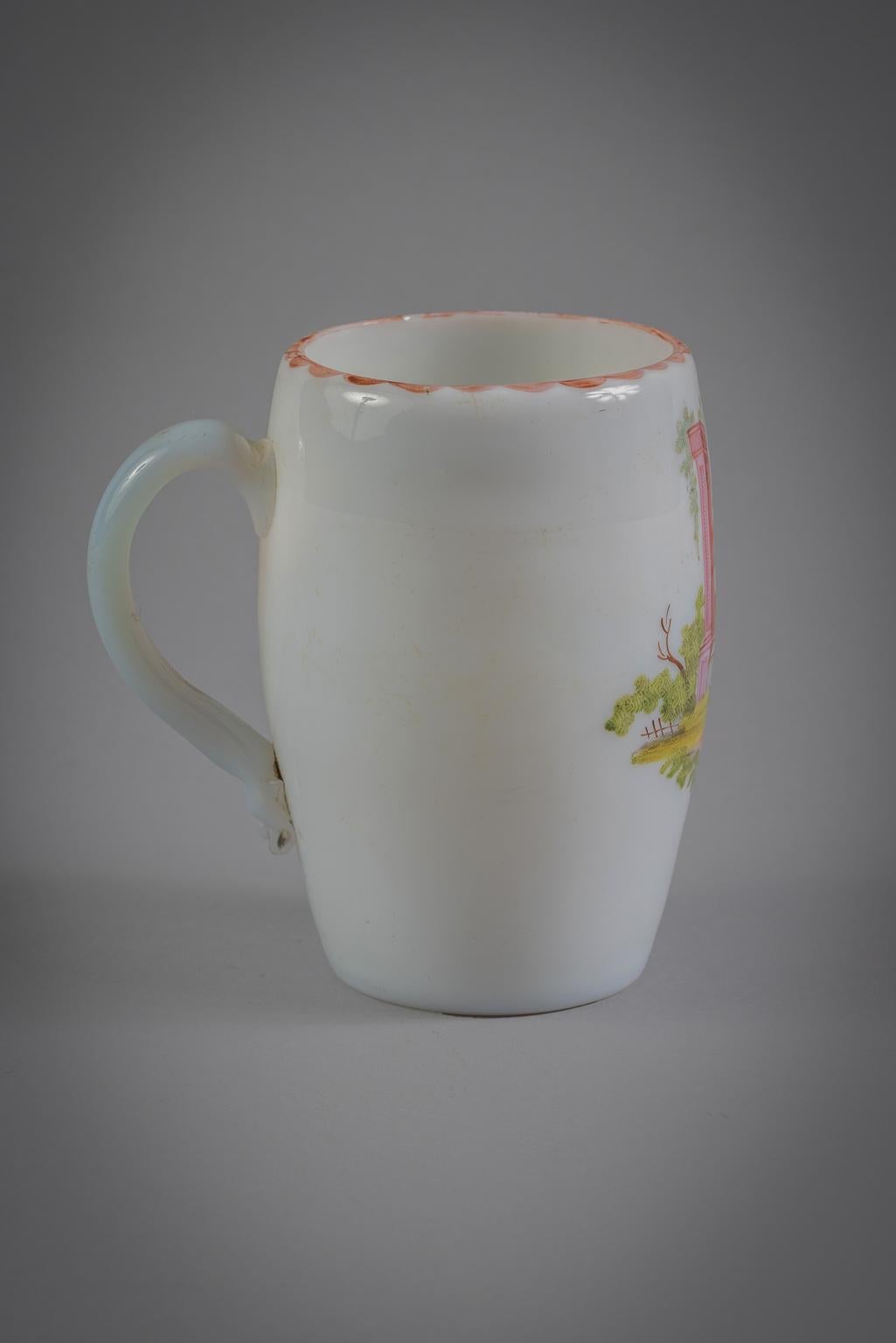 Small Bohemian Milk Glass Tankard, circa 1800 In Good Condition For Sale In New York, NY