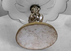 Small Bohemian Style Opaline Crystal Silver Plate Compote